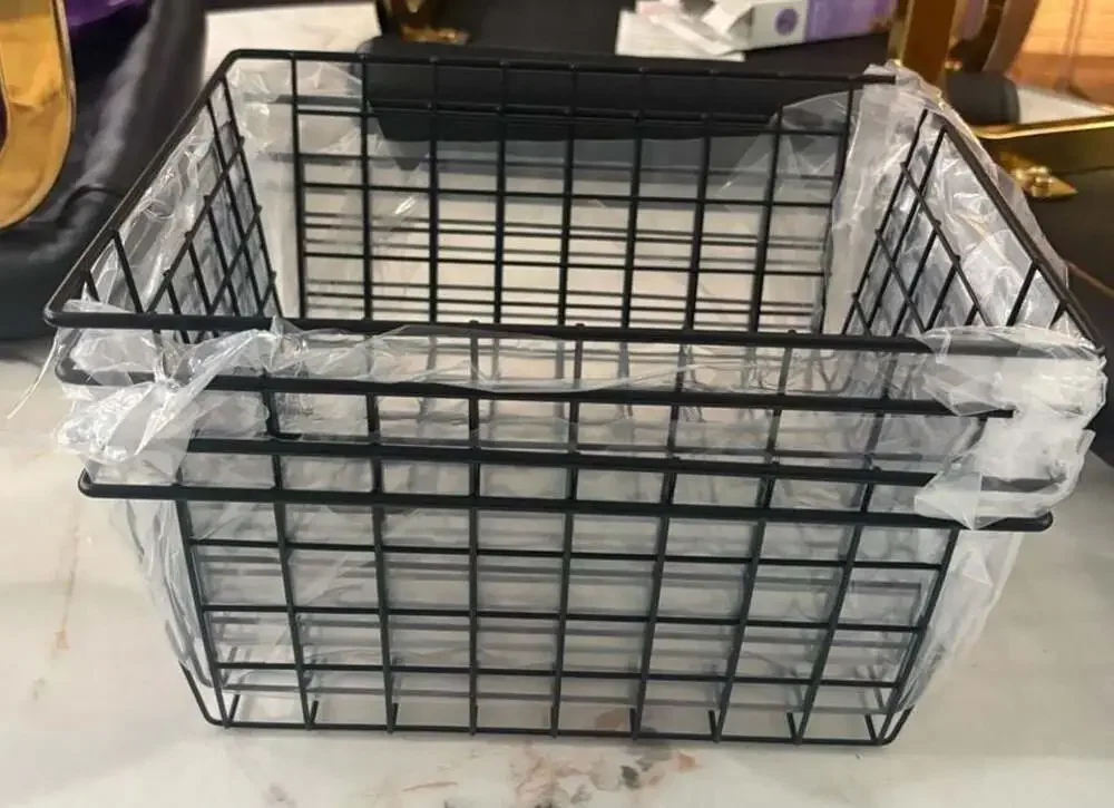 mDesign Metal Wire Food Organizer Basket with Built-In Handles, 2 Pack, Black